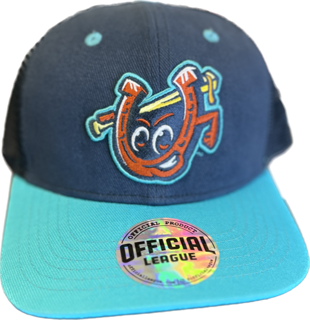 Black, Green or Navy & Sapphire Blue Mesh Snapback Hat, featuring 3 Lucky Horseshoes Logos