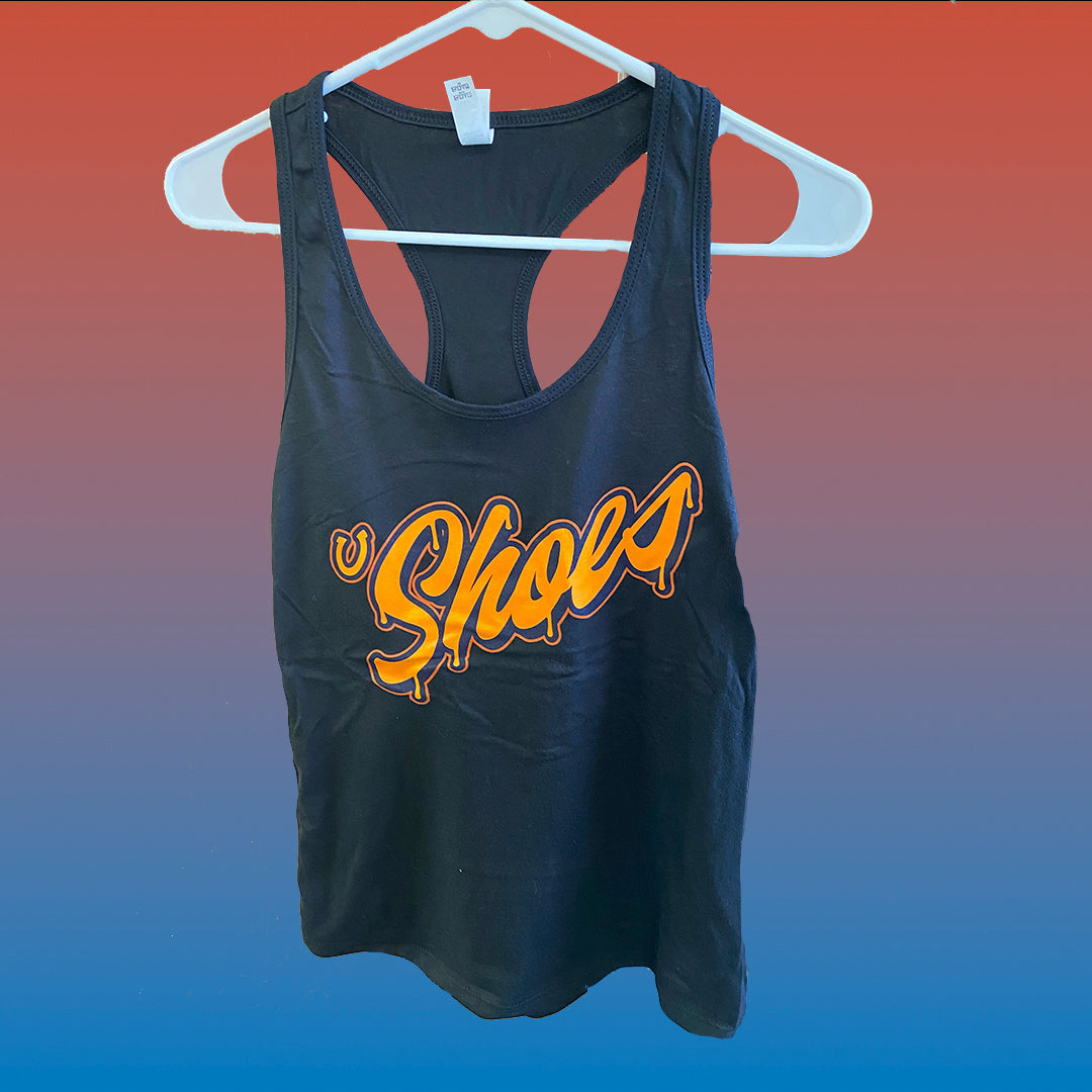 Women's 'Shoes Script Racerback Black Tank Top