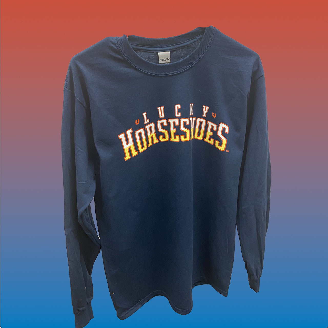 Lucky Horseshoes Wordmark Navy Long Sleeved T-Shirt