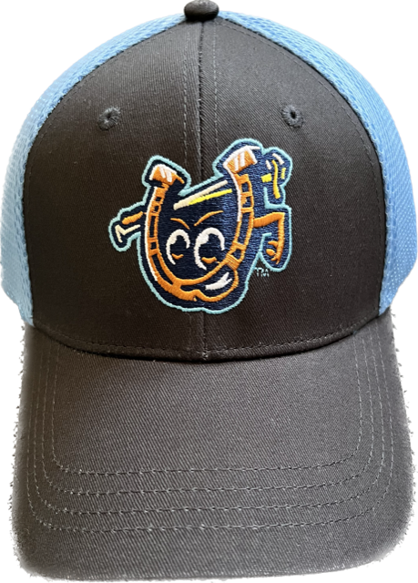 Light Blue Mesh Snapback Lucky Horseshoes Hat