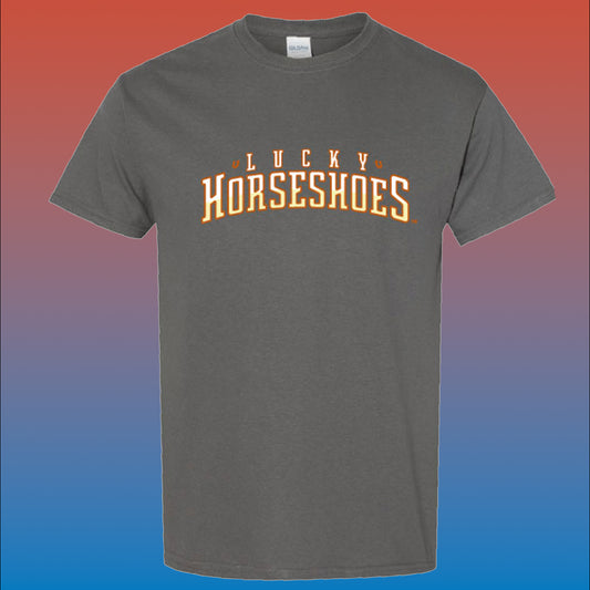 Lucky Horseshoes Wordmark Charcoal T-Shirt