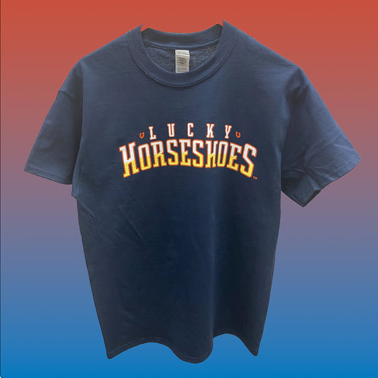 Lucky Horseshoes Wordmark Navy T-Shirt