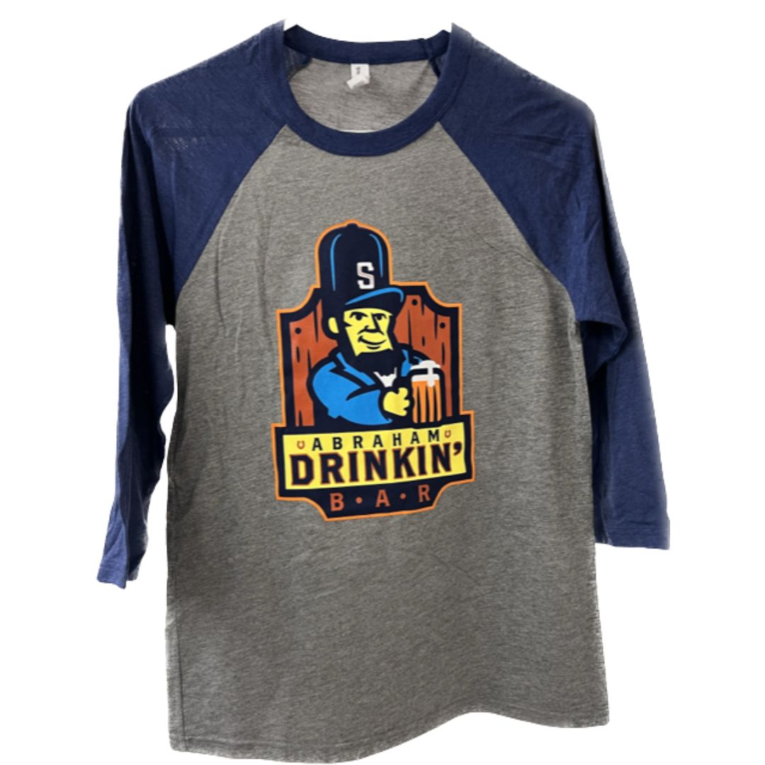 Grey & Navy Raglan Abraham Drinkin Logo T-Shirt