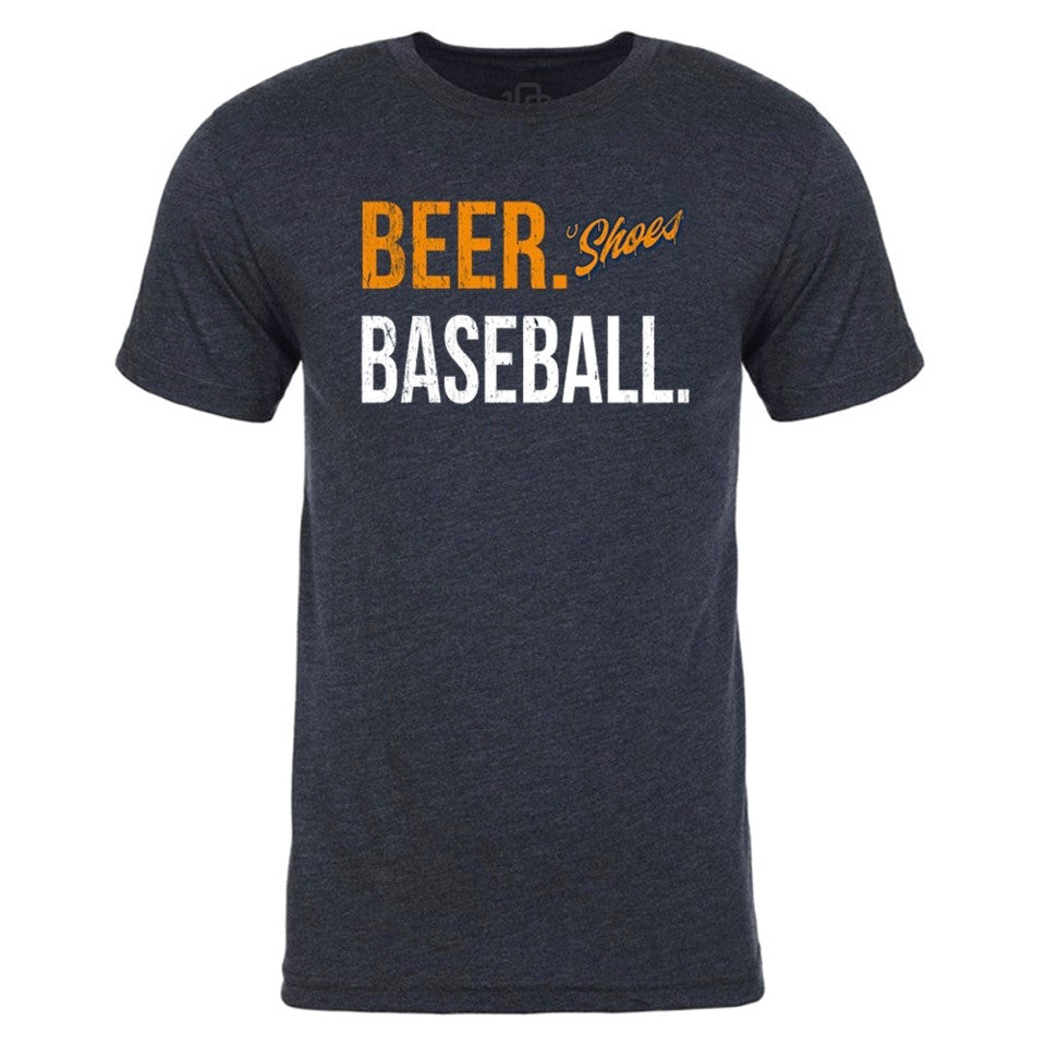Heather Navy Beer Baseball 'Shoes T-shirt by 108 Stitches